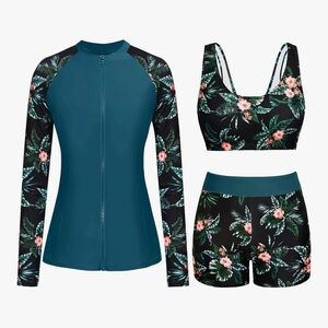 Floral Long Sleeve Swim Set